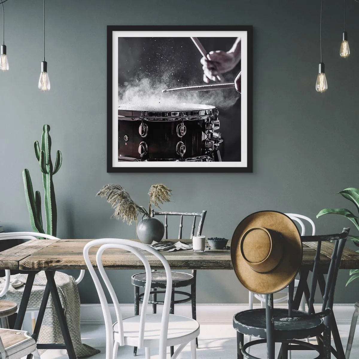 Poster in een zwarte lijst - De pols van de muziek - 40x40 cm