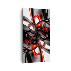 Schilderen op canvas - Beweging in grafiet en rood - 55x100 cm