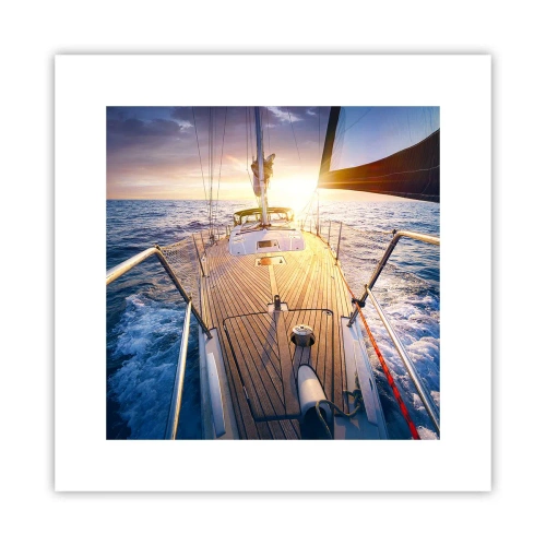 Poster - Lopend op de golven - 30x30 cm