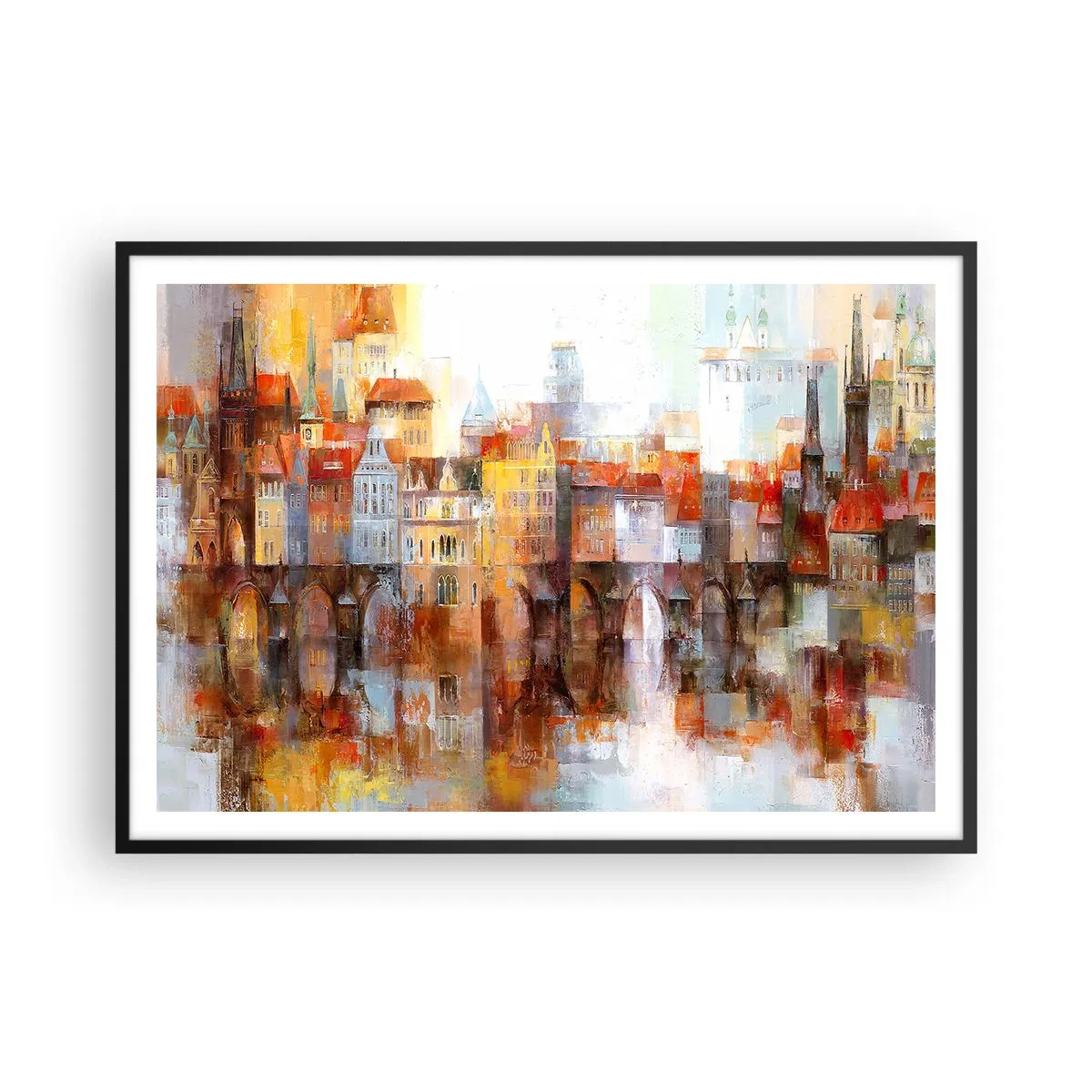 Poster in een zwarte lijst - Ook onder de brug is het mooi - 100x70 cm