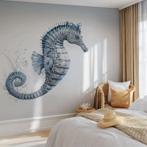 Zelfklevend Fotobehang Deluxe Sticker - Een subtiele grap van de natuur - zeepaardje, Kust, koraalrif - 200x140 cm