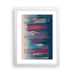 Poster in een witte lijst - Verticale compositie in blauw en rood - 30x40 cm