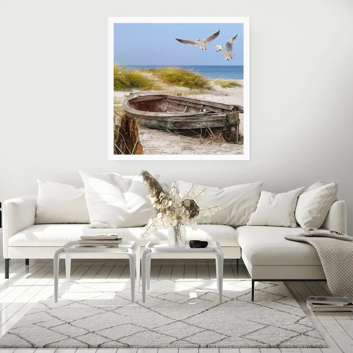 Poster - Badend in de wind - 50x50 cm