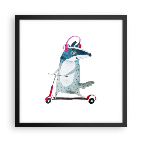 Poster in een zwarte lijst - Badger vreugde - 40x40 cm