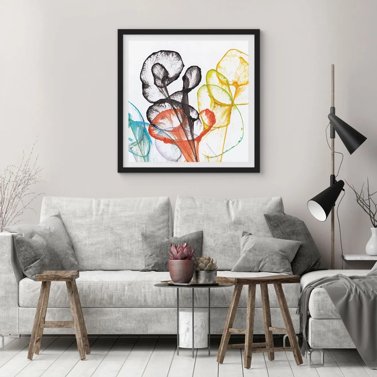 Poster in een zwarte lijst - Bloemen met een ziel - 50x50 cm