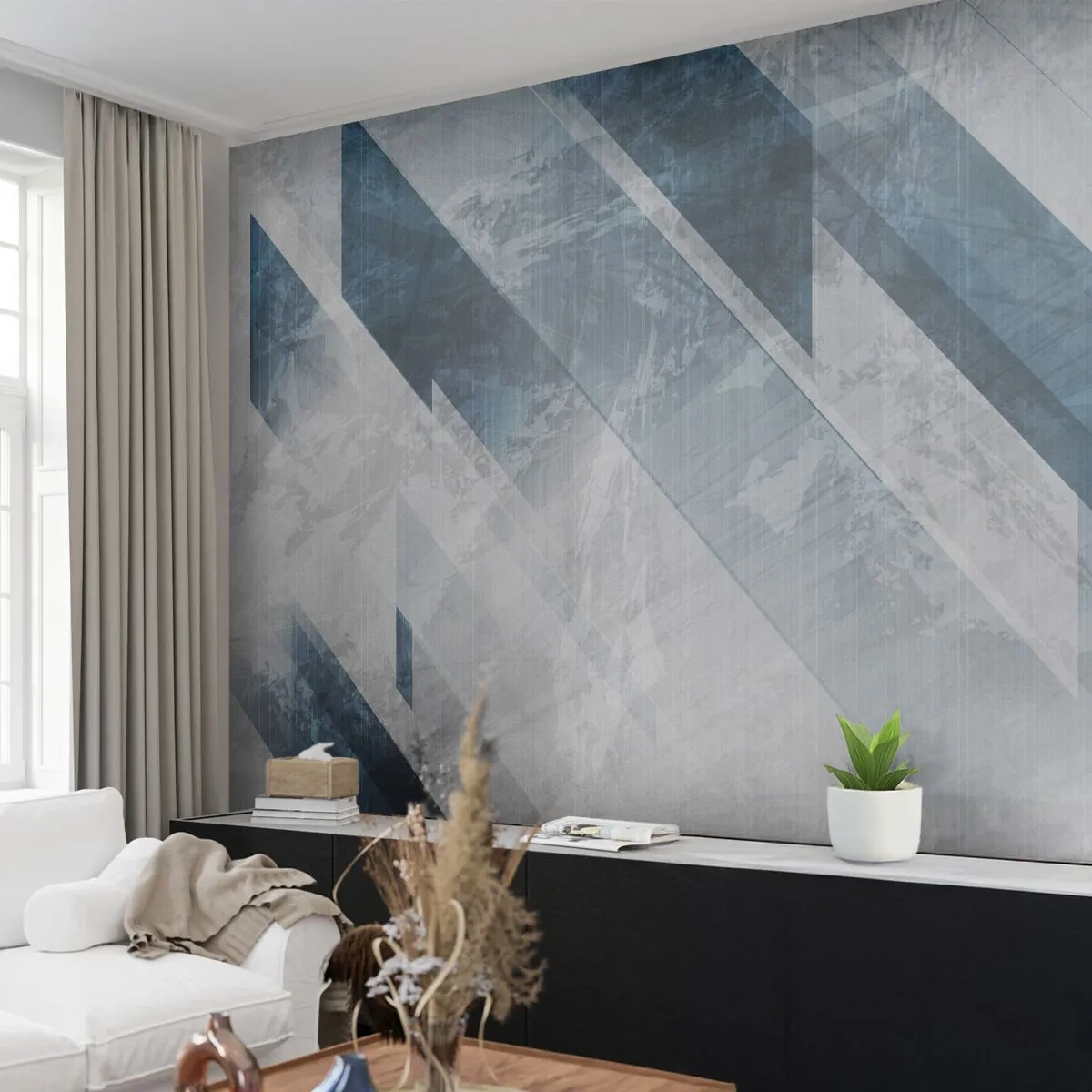 Fotobehang Standard Eco - Ruimtelijke compositie - grijze beweging - Abstractie, Deel, Modern patroon - 300x210 cm