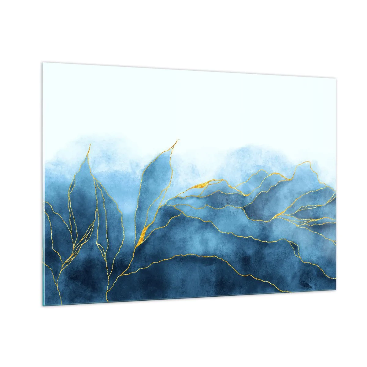 Schilderen op glas - Blauw in goud - 100x70 cm