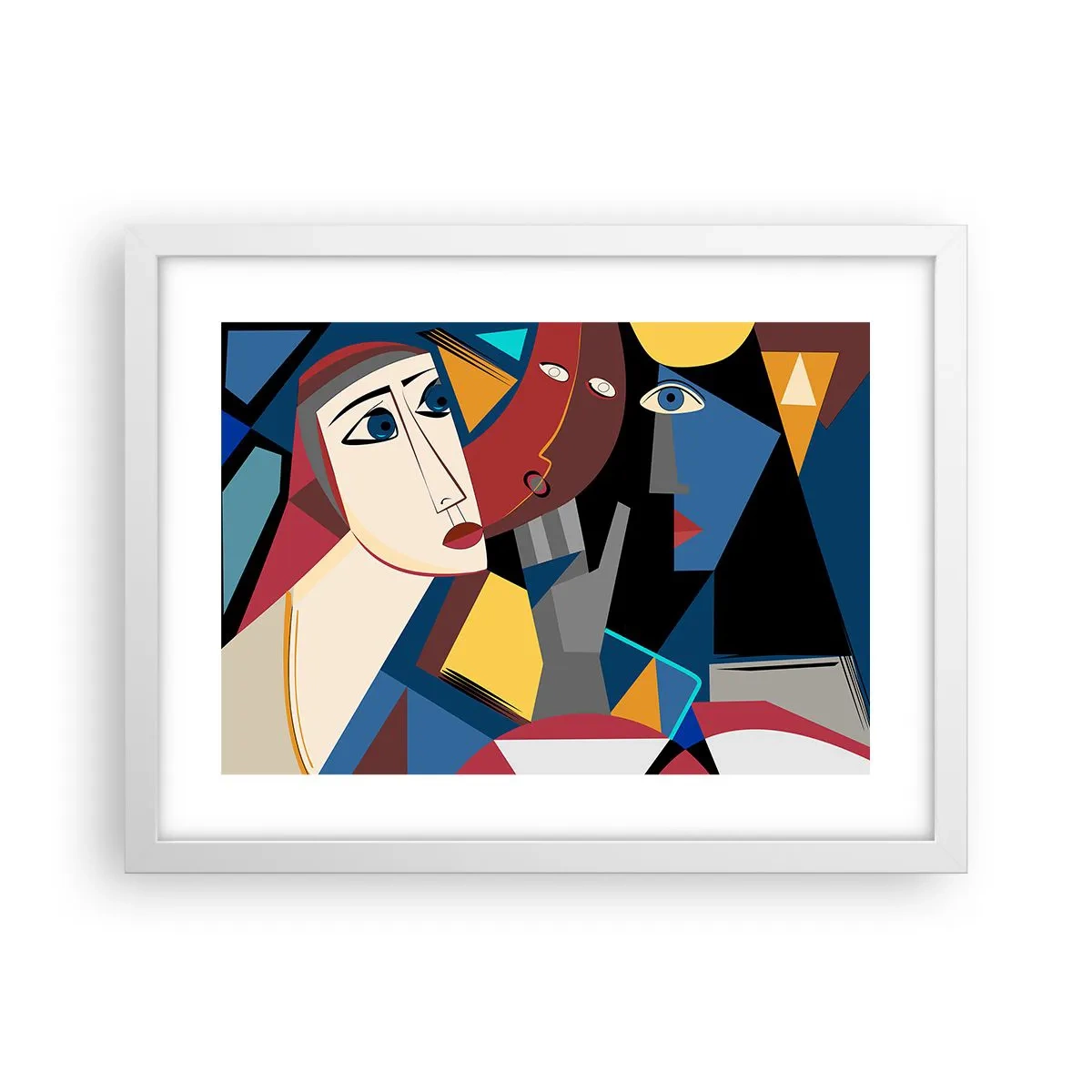 Poster in een witte lijst - Een gesprek tussen kubisten - 40x30 cm