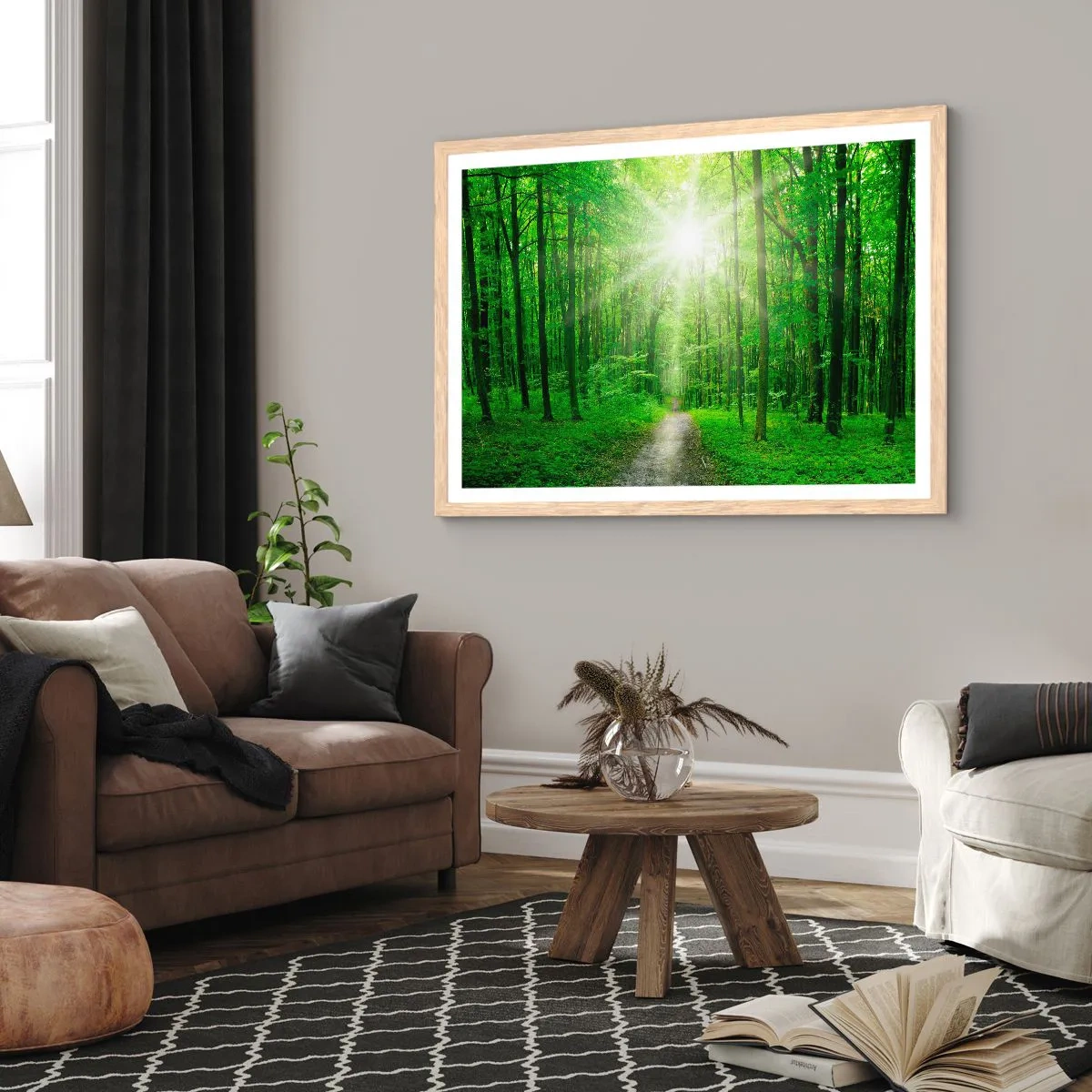 Een poster in een licht eiken lijst - De groene kathedraal - 100x70 cm