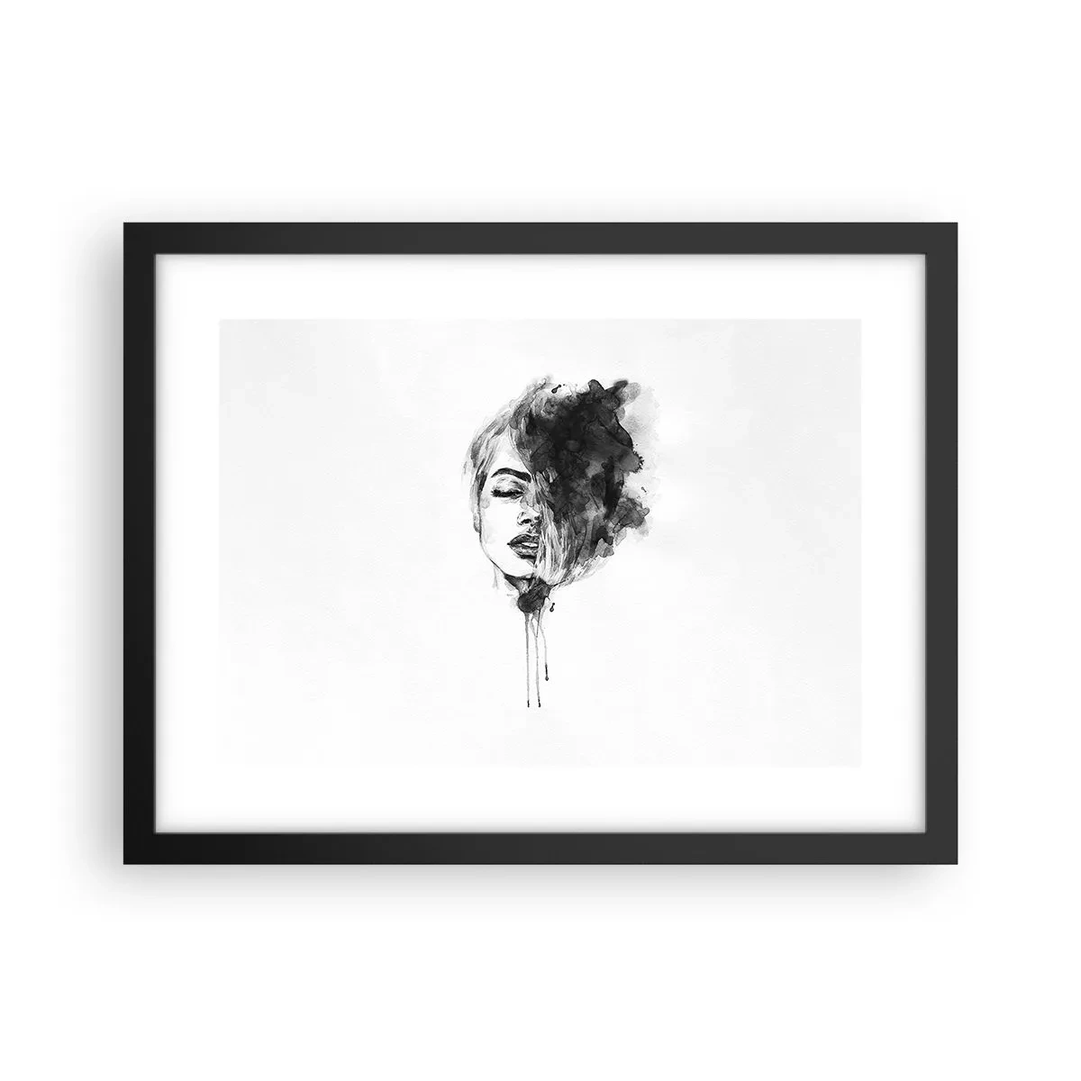 Poster in een zwarte lijst - Waar droomt het meisje over? - 40x30 cm