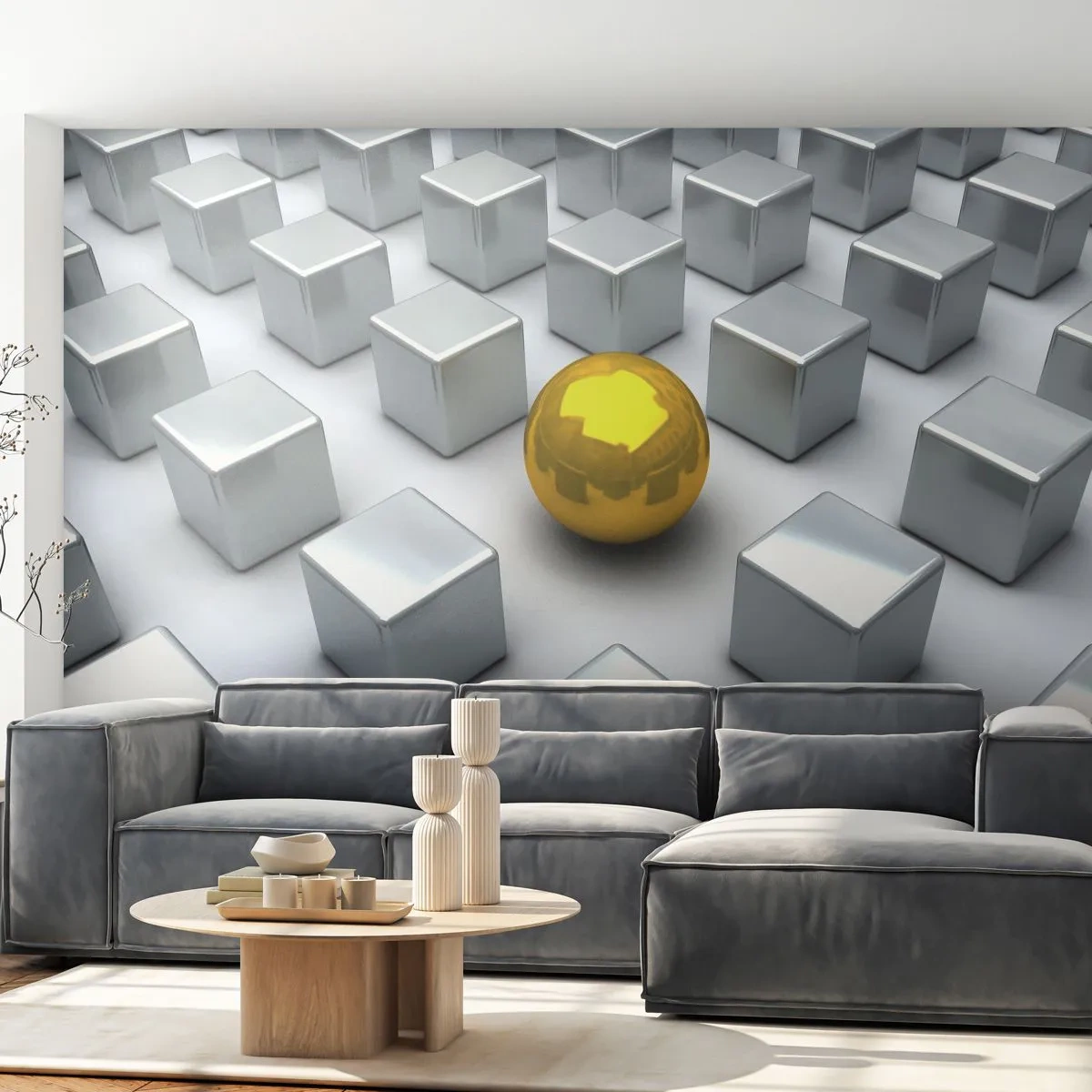 Fotobehang Premium Canvas - Waarom ik? Geometrische compositie - Abstractie, 3D, Grafisch - 250x175 cm