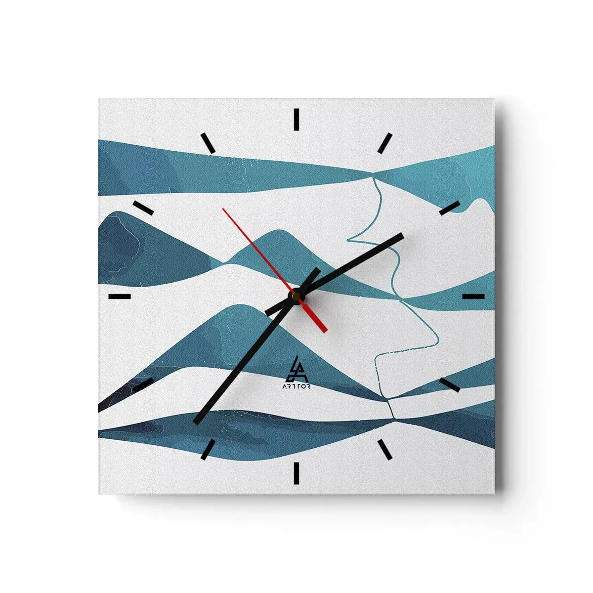 Wandklok - Klok - Abstractie: turquoise verbinding - 40x40 cm