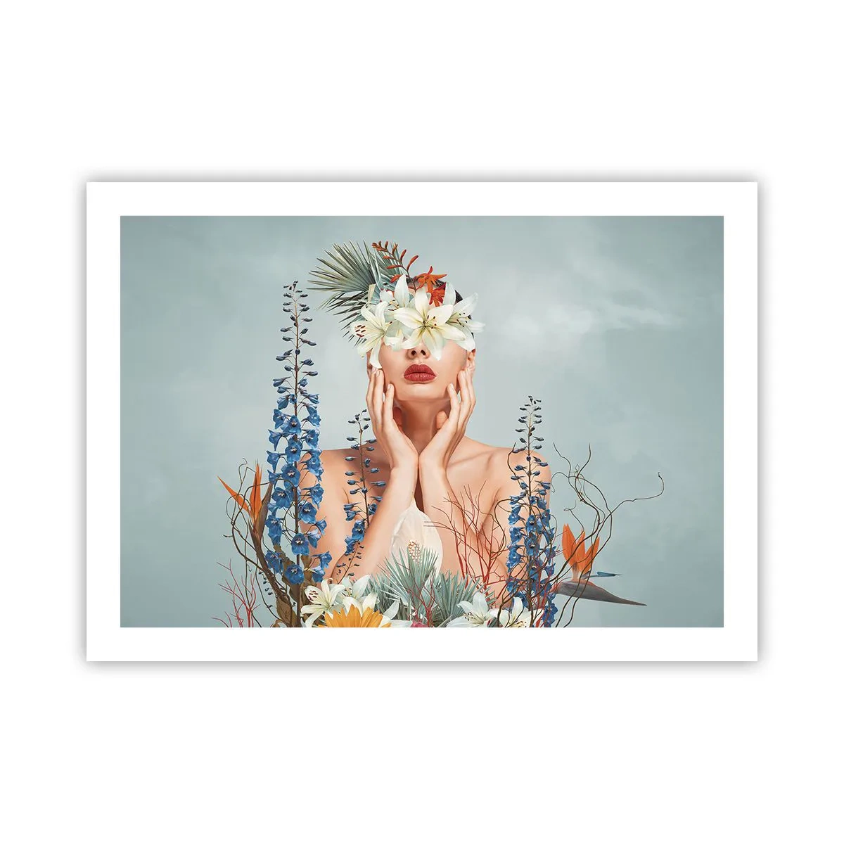Poster - Vrouw - bloem - 70x50 cm