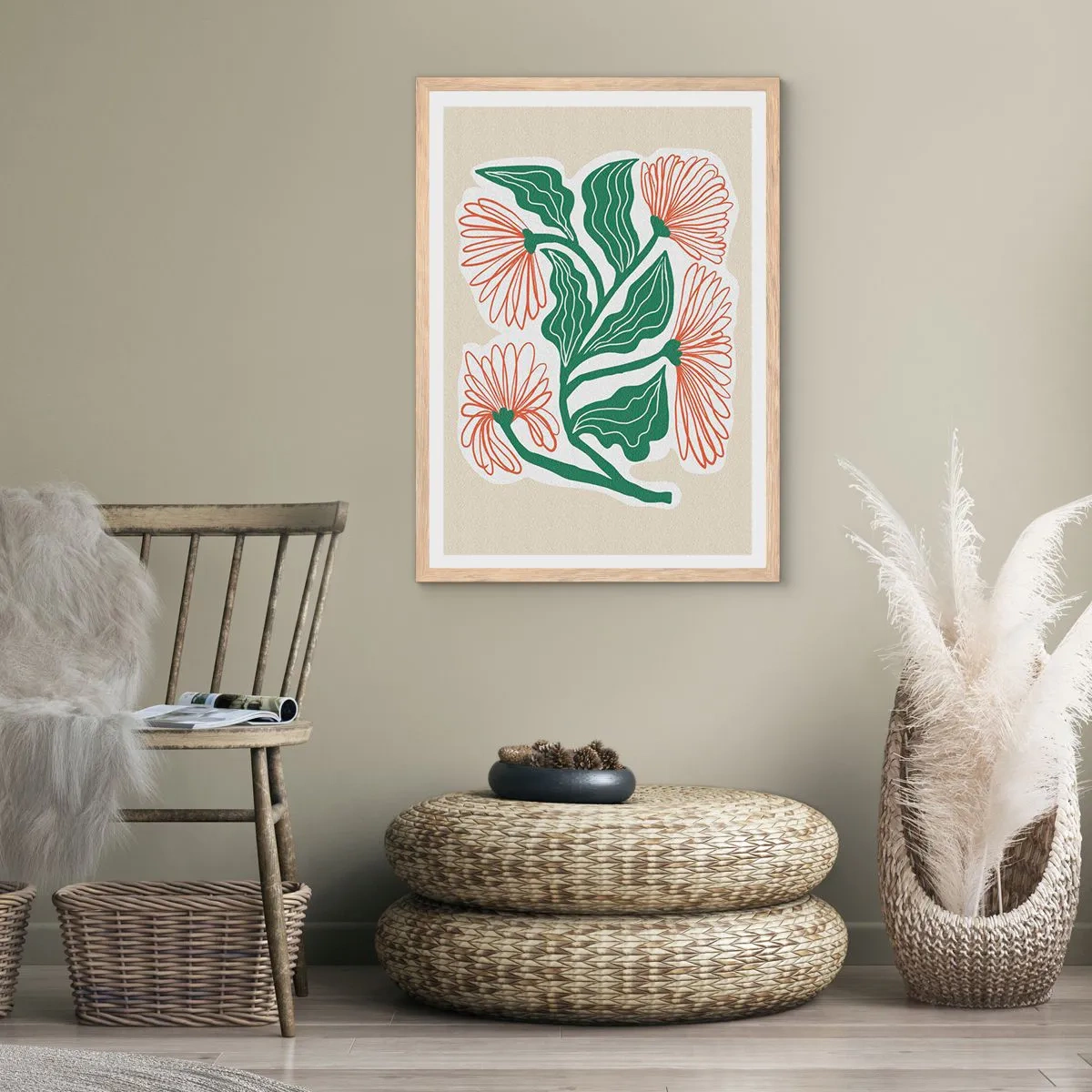 Een poster in een licht eiken lijst - Folk en modern - 61x91 cm