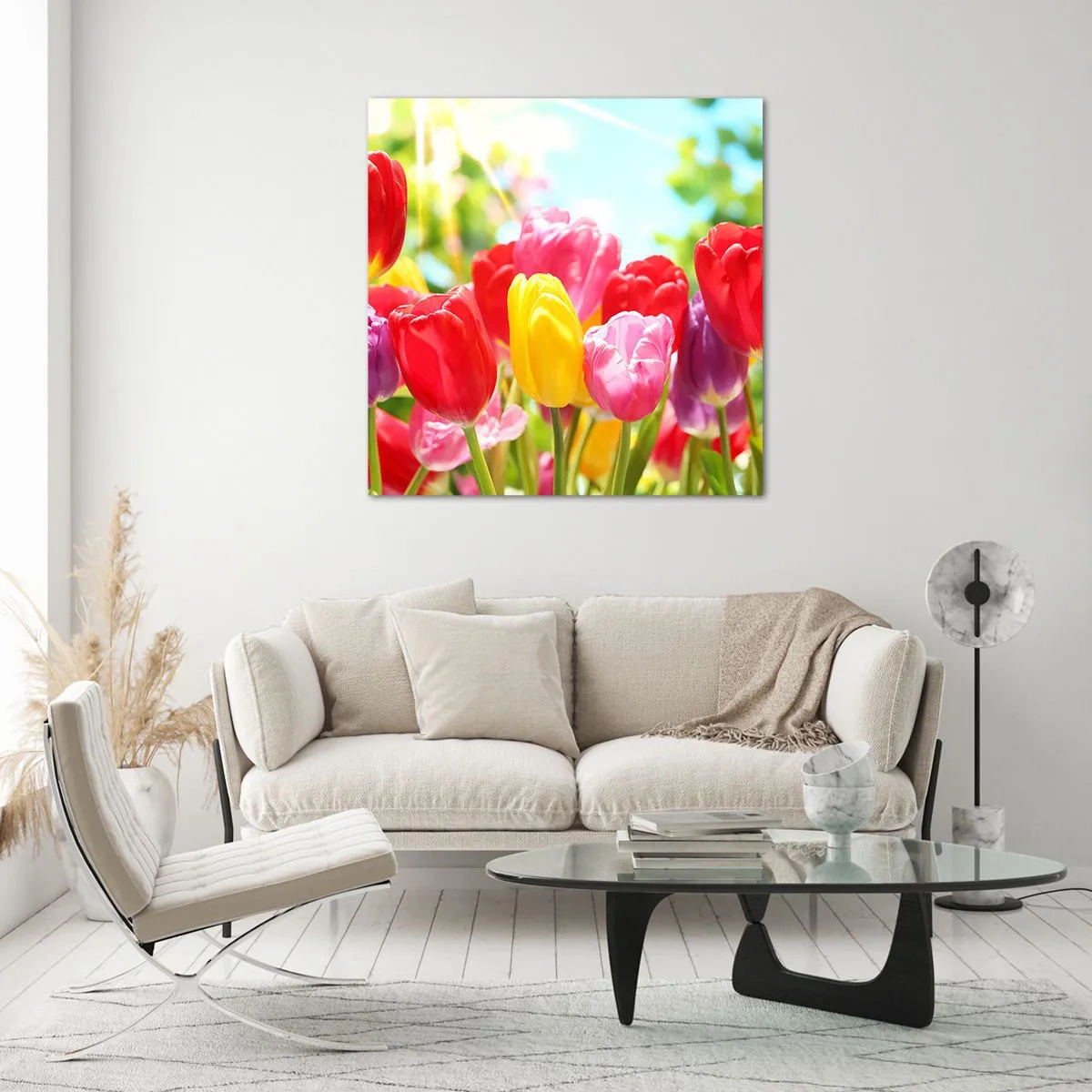 Schilderen op glas - Dat zijn wij, de kleuren van mei! - 50x50 cm