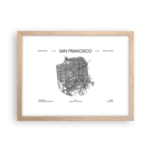 Een poster in een licht eiken lijst - Anatomie van San Francisco - 40x30 cm