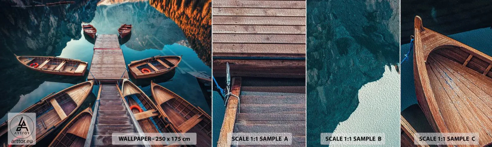 Fotobehang Monster Premium Sand - Ik wacht bij de jachthaven - Landschap, Meer, Tirol - 100x30 cm