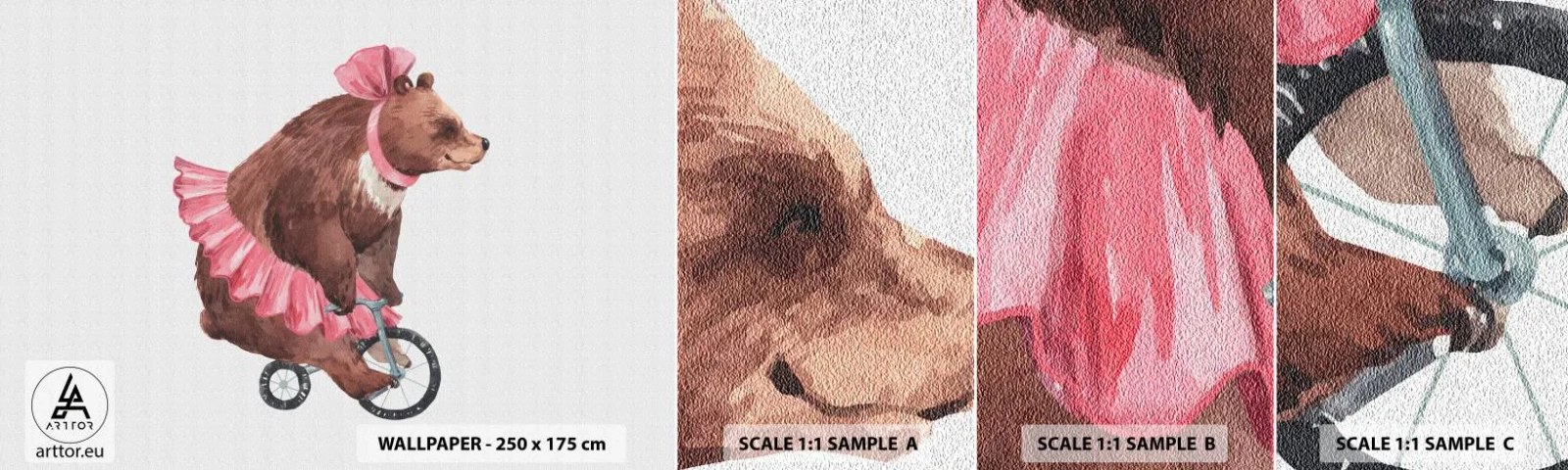 Fotobehang Staaltje Standard Eco - Wat een circus! - Beer, Circus, Meisjesachtig - 100x30 cm