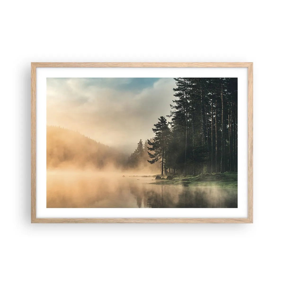 Een poster in een licht eiken lijst - De geboorte van de dag - 70x50 cm