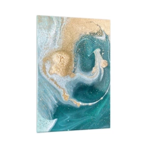 Schilderen op glas - Een werveling van goud en turkoois - 50x70 cm