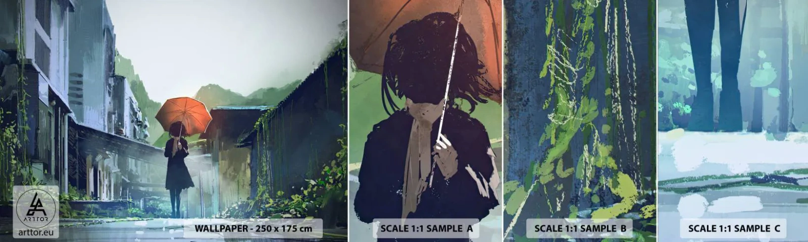 Fotobehang Staaltje Standard Eco - Verkwikkende regen - Abstractie, Stad, Architectuur - 100x30 cm