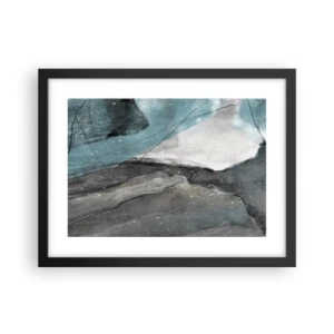Poster in een zwarte lijst - Abstractie: rotsen en ijs - 40x30 cm