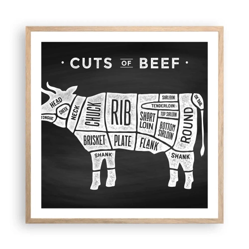 Een poster in een licht eiken lijst - Slagers ABC - 60x60 cm