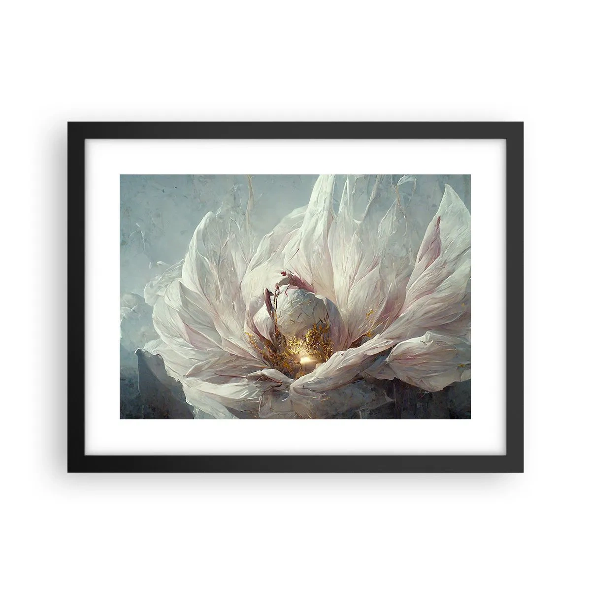 Poster in een zwarte lijst - Hij bloeit eens in de honderd jaar - 40x30 cm
