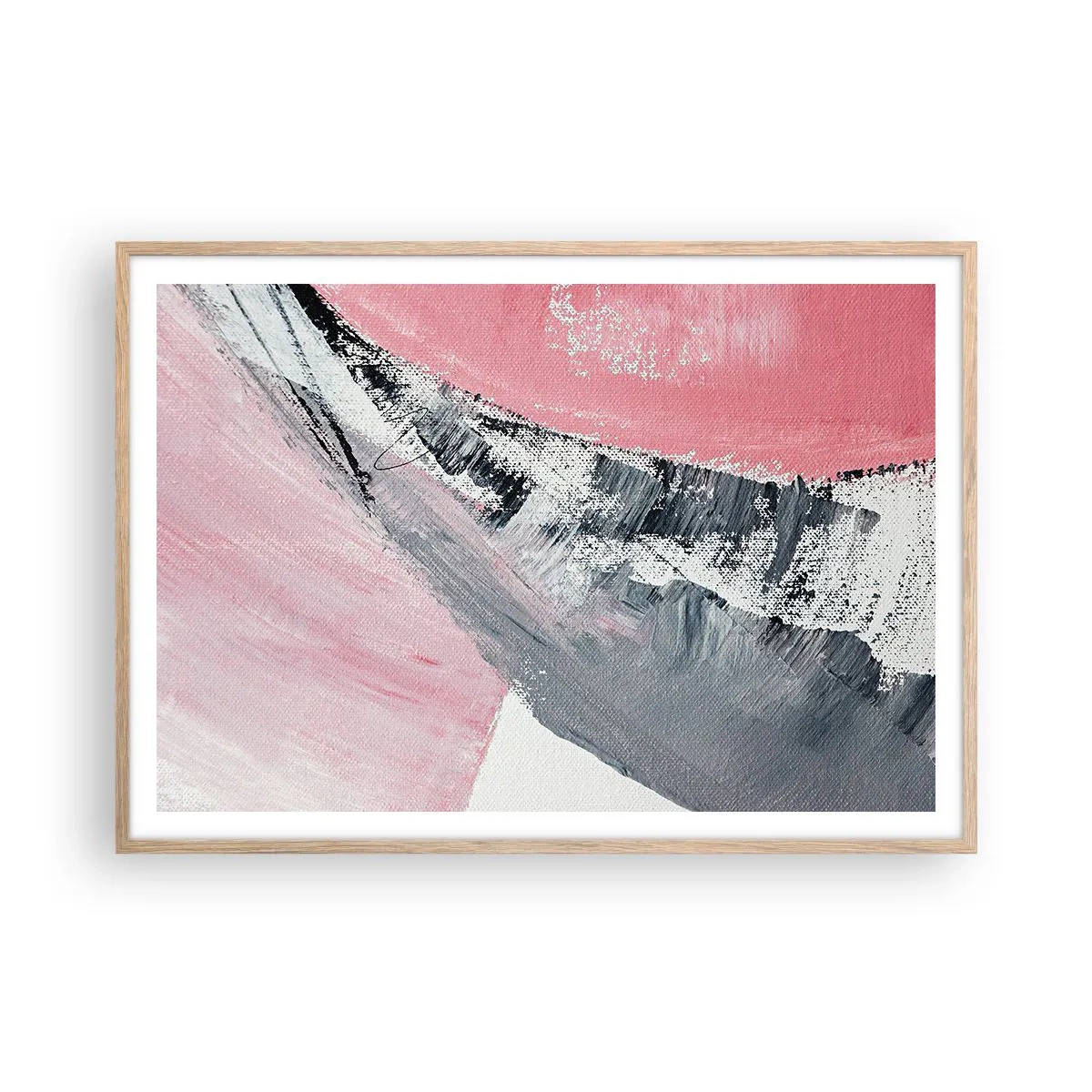 Een poster in een licht eiken lijst - Bijpassende compositie - 100x70 cm