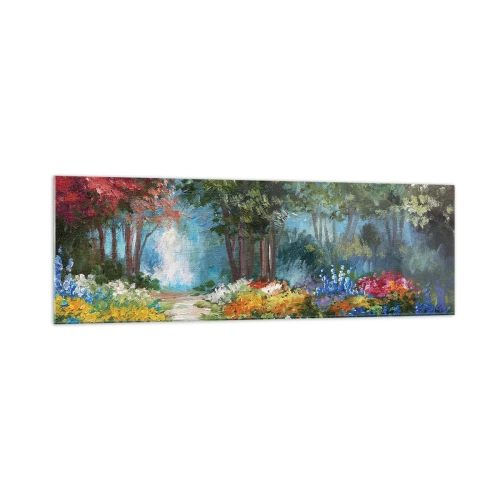 Schilderen op glas - Bostuin, bloemenbos - 160x50 cm