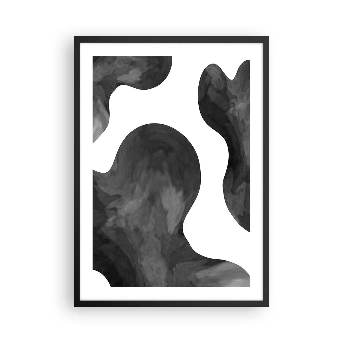 Poster in een zwarte lijst - Abstracte compositie in zwart-wit met organische vormen - 50x70cm - Melkweg - Moderne wanddecoratie voor woonkamer en slaapkamer ARTTOR