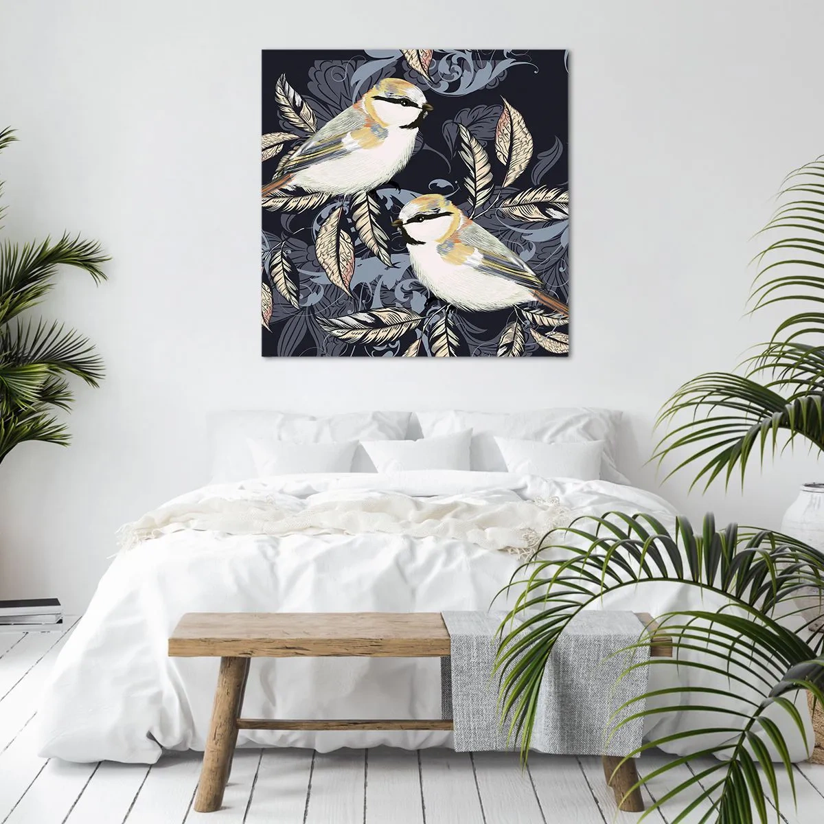 Schilderen op canvas - Geel-blauwe triller - 40x40 cm