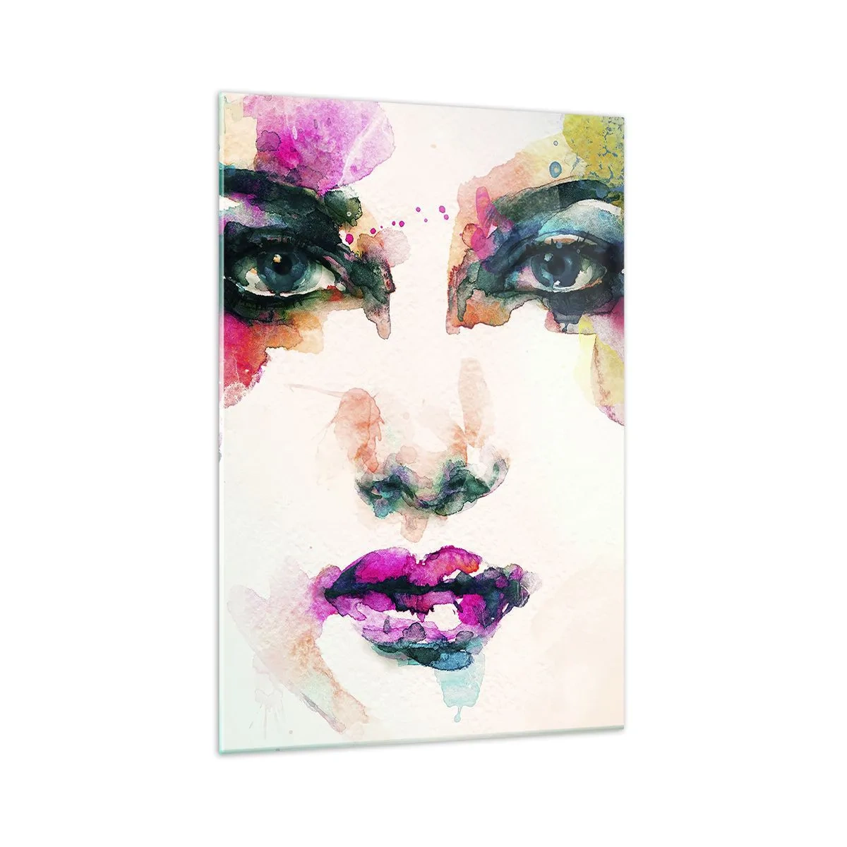 Schilderen op glas - Een portret geschilderd met een regenboog - 70x100 cm