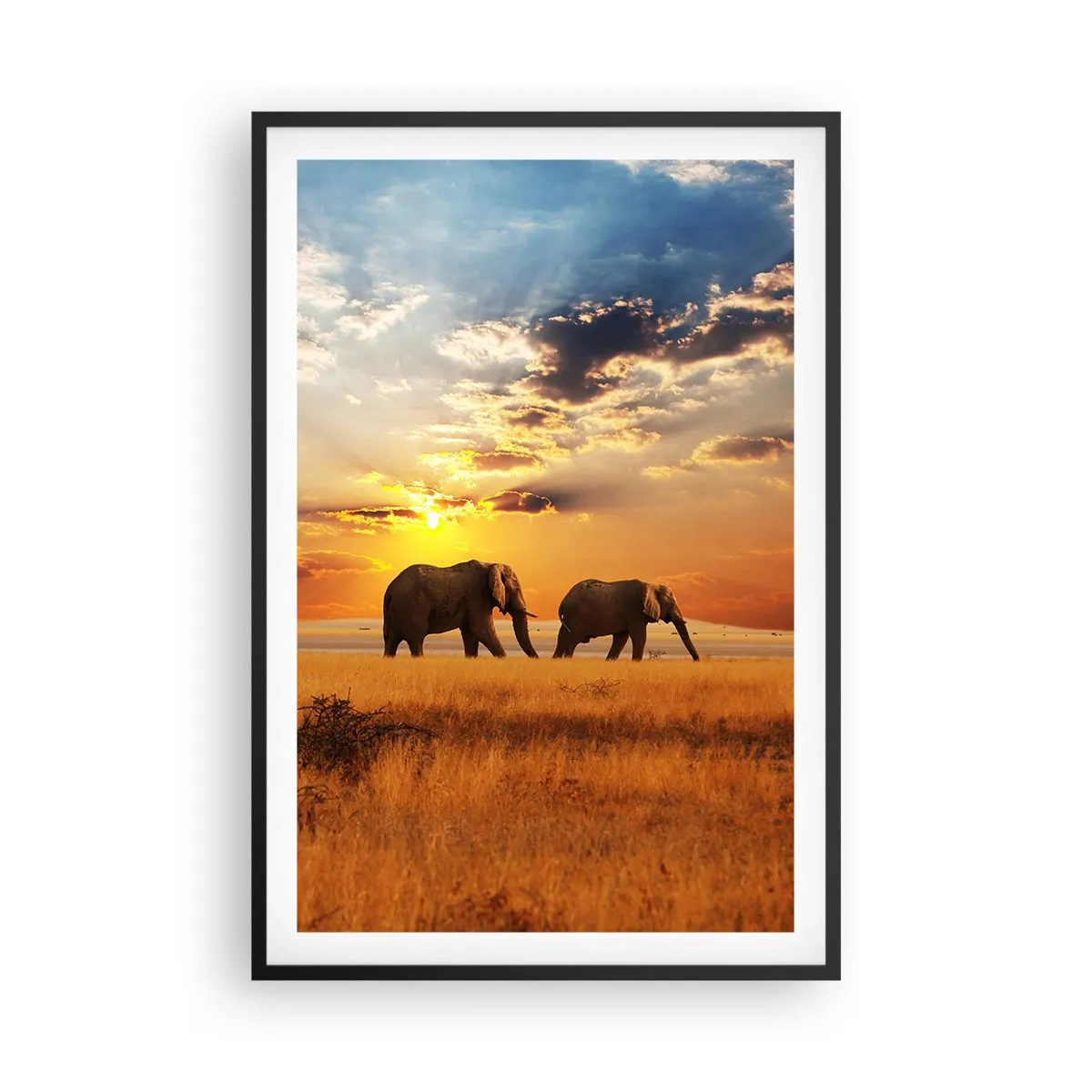 Poster in een zwarte lijst - Familie wandeling - 61x91 cm