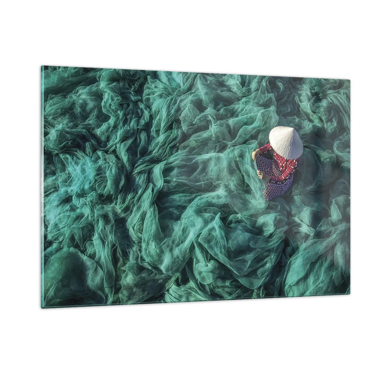 Schilderen op glas - In een zee van netten - 120x80 cm