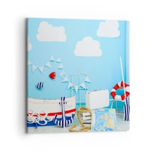 Schilderen op canvas - Het verlangen van een kind naar avontuur - 70x70 cm