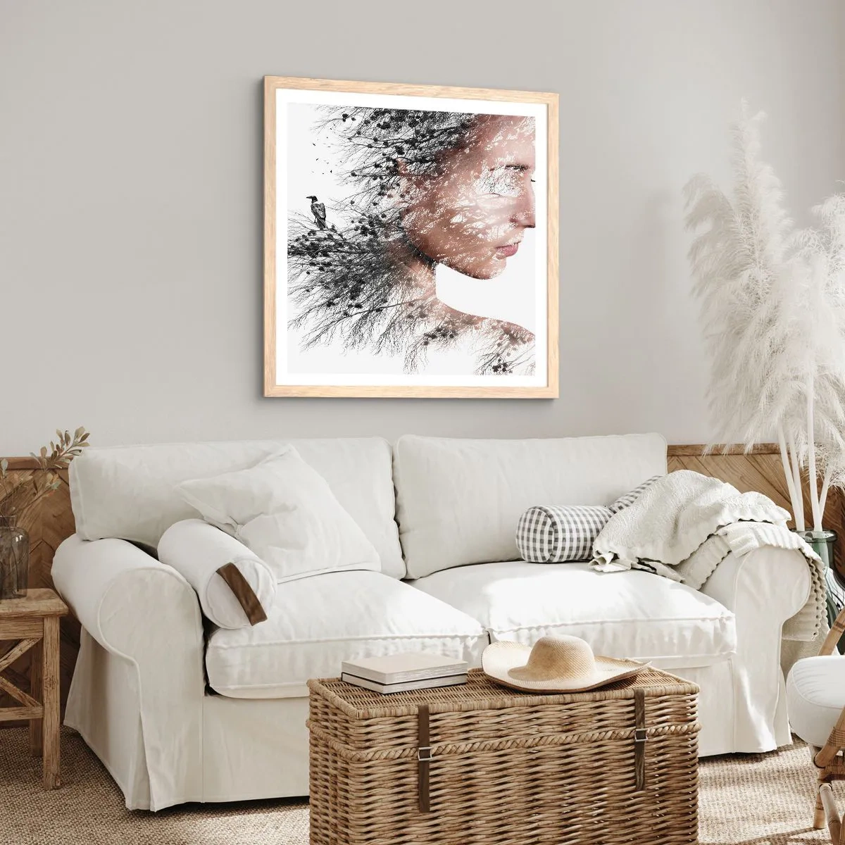 Een poster in een licht eiken lijst - De geest van het bos - 50x50 cm
