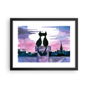 Poster in een zwarte lijst - Afspraak onder de maan - 40x30 cm