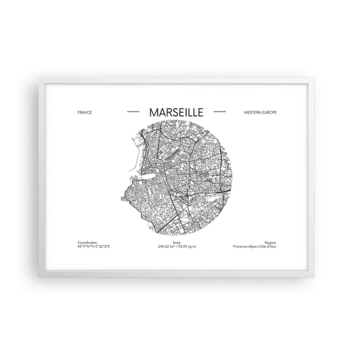 Poster in een witte lijst - Anatomie van Marseille - 70x50 cm