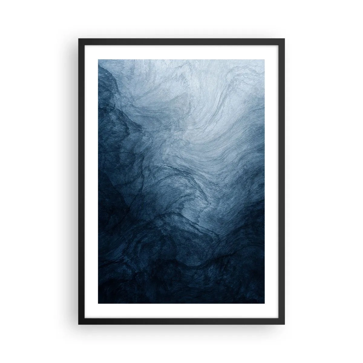 Poster in een zwarte lijst - Abstracte compositie in tinten marineblauw - 50x70cm - diep reiken - Moderne wanddecoratie voor woonkamer en slaapkamer ARTTOR