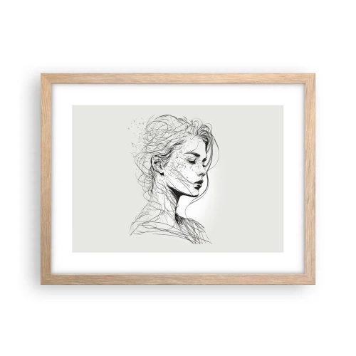 Een poster in een licht eiken lijst - Portret in gedachten - 40x30 cm