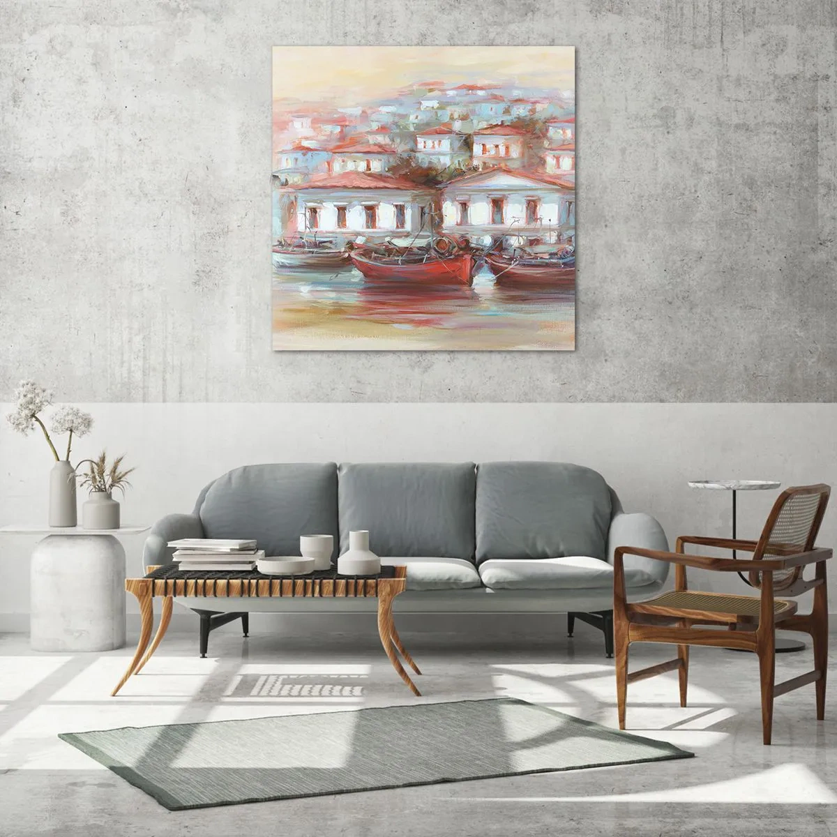 Schilderen op glas - Gelukkige stad - 60x60 cm