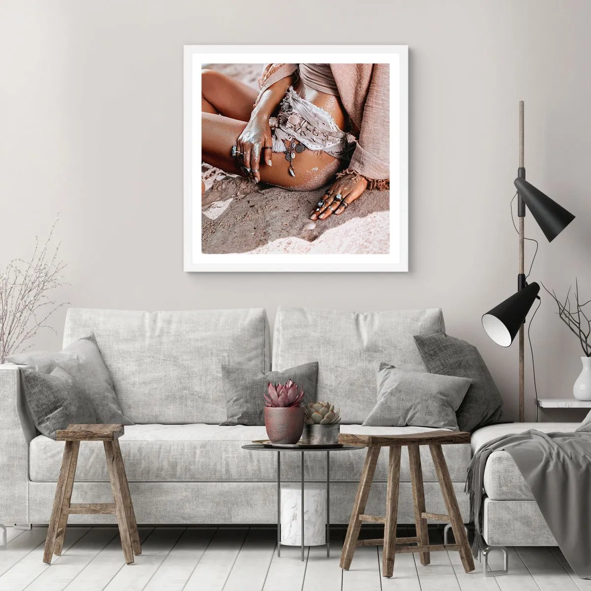 Poster in een witte lijst - Door de golven gegooid? - 30x30 cm