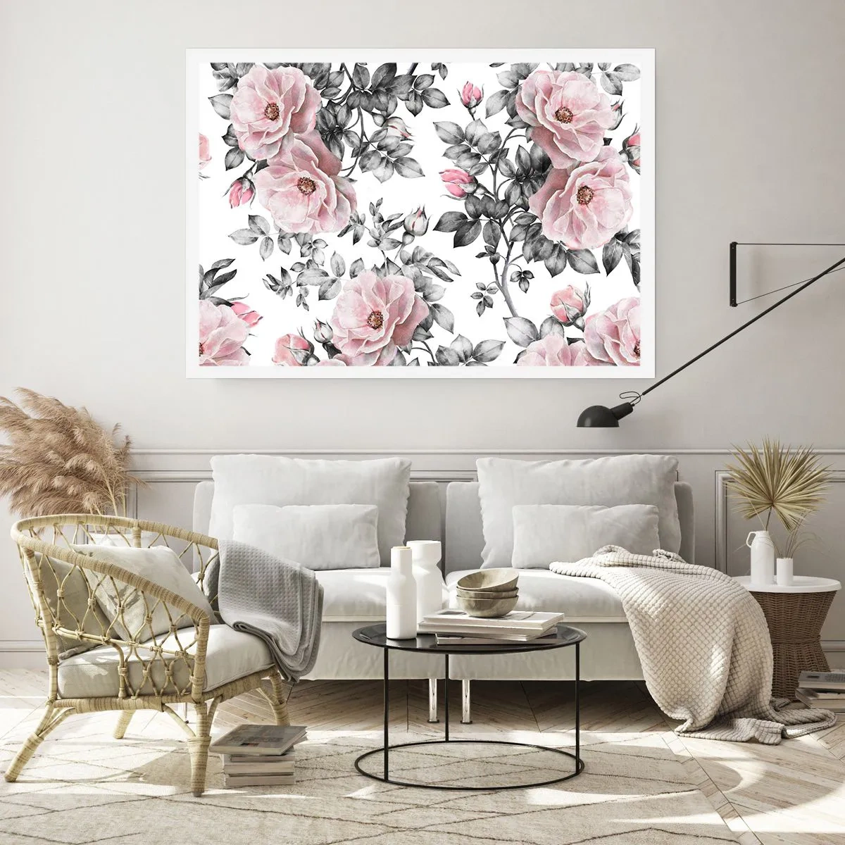 Poster - Verdwalen in de bloemen van de rozen - 91x61 cm