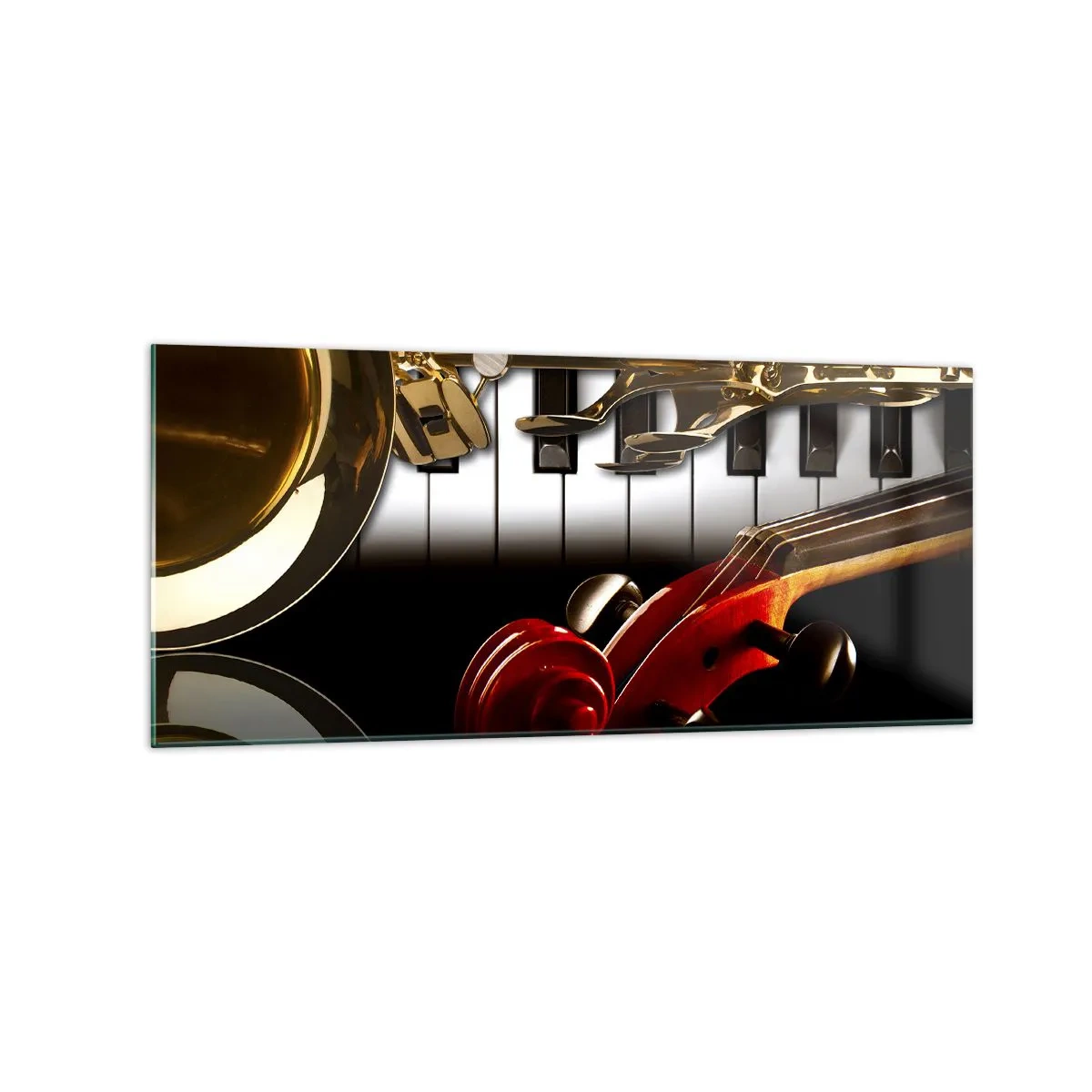 Schilderen op glas - Plaatwerk, hout en ivoor - 120x50 cm