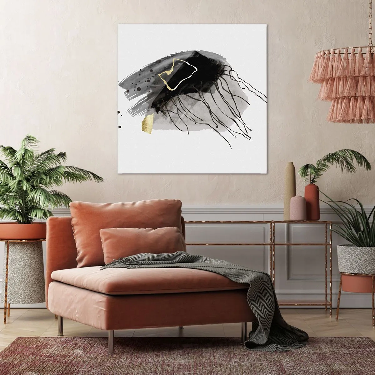 Schilderen op canvas - In zwart en goud - 70x70 cm