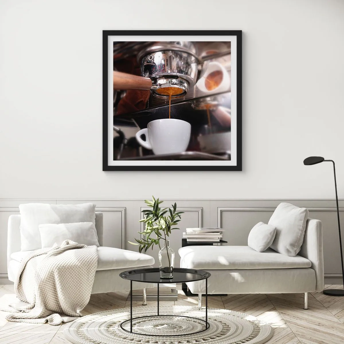 Poster in een zwarte lijst - Goede tijd van de dag - 30x30 cm