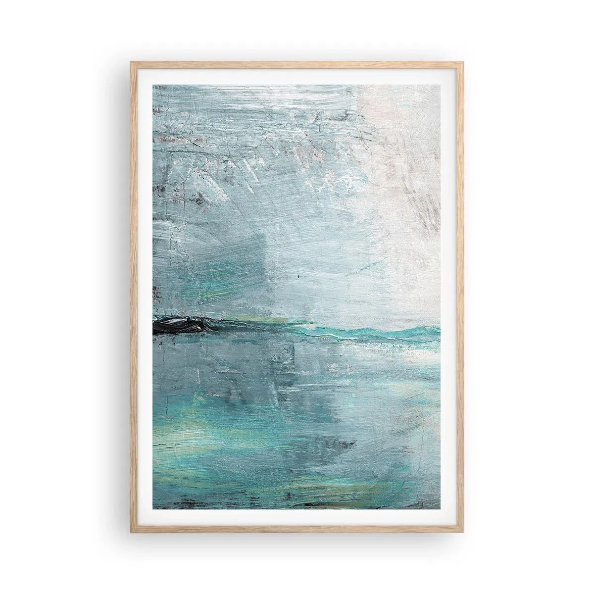 Een poster in een licht eiken lijst - Horizontaal in blauw - 70x100 cm