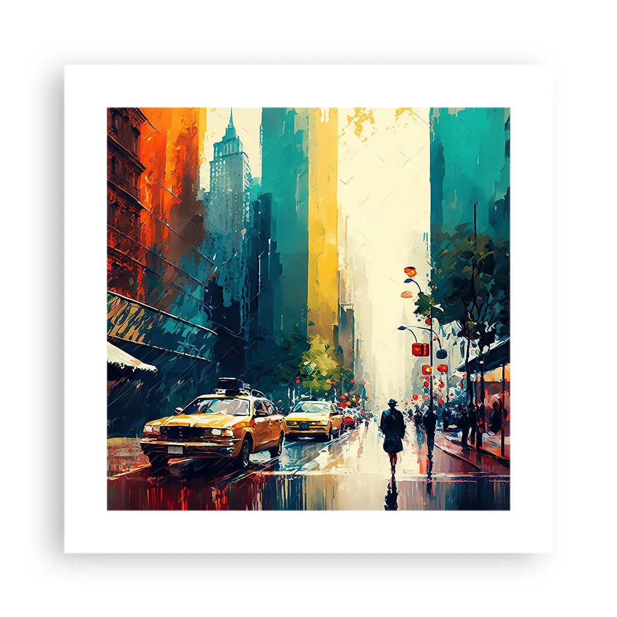 Poster - New York – zelfs de regen is hier kleurrijk - 40x40 cm