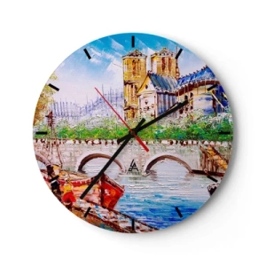 Wandklok - Klok - De brug en de kathedraal in schilderachtige stijl - 30x30cm - Hun tijd gaat nooit voorbij - Moderne wanddecoratie voor woonkamer, keuken en slaapkamer ARTTOR